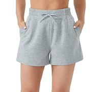 THE GYM PEOPLE Women's Drawstring Running Sweat Shorts High Waisted Gym Sport Shorts with Pockets,Light Heather Grey,L