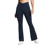 THE GYM PEOPLE Women's High Waist Flare Leggings Crossover Tummy Control Bootcut Bell Bottom Yoga Pants Gym Workout/Dark Navy Blue/L
