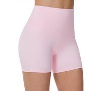 THE GYM PEOPLE Women's High Waist Yoga Shorts Tummy Control Compression Sport Fitness Athletic Running/Light Pink/S