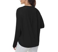 THE GYM PEOPLE Women's Long Sleeve Workout Shirts Back Loose Fit Running Tee Tops with Thumb Hole Black