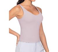 THE GYM PEOPLE Women's Longline Sports Bra Wirefree Padded Workout Yoga Tank Top Light Purple