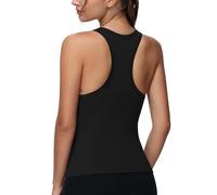 THE GYM PEOPLE Women's Racerback Gym Tank Tops Slim Fit Sleeveless Shirts | Back Arc Design, Moisture-wicking, No Built-in Bra, 4 Way Stretch, Crew Neck, Yoga, Pilates, Running, Tennis and Casual