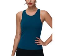 THE GYM PEOPLE Women's Racerback Gym Tank Tops Slim Fit Sleeveless Shirts | Back Arc Design, Moisture-wicking, No Built-in Bra, 4 Way Stretch, Crew Neck, Yoga, Pilates, Running, Tennis and Casual