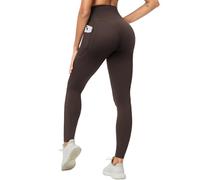 THE GYM PEOPLE Women's Scrunch Butt Lifting Running Leggings High Waisted Stretchy Yoga Trousers with Pockets/Brown/L