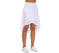 THE GYM PEOPLE Women's Skorts High Waist Wrap Ruffle Hem Asymmetric Tennis Golf High Low Flowy Midi Skirt with Shorts for Ladies White
