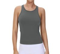 THE GYM PEOPLE Womens Sport Racer Back Gym Tank Tops Slim Fit Workout Sleeveless Basic Yoga Vest Tops for Yoga Running,Dark Grey,XS