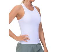 THE GYM PEOPLE Womens Sport Racer Back Gym Tank Tops Slim Fit Workout Sleeveless Basic Yoga Vest Tops for Yoga Running,White,M