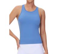 THE GYM PEOPLE Womens Sport Racer Back Gym Tank Tops Slim Fit Workout Sleeveless Basic Yoga Vest Tops for Yoga Running,Sea Blue,XS