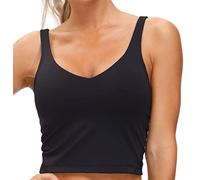 THE GYM PEOPLE Womens' Sports Bra Longline Wirefree Padded with Medium Support Black