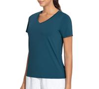 THE GYM PEOPLE Women's V-Neck Workout Shirts Short Sleeve Breathable Basic Yoga Athletic T-Shirts/Dark Blue Green/L