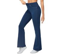 THE GYM PEOPLE Women's Wide Leg Flared Jeans High Waist Stretchy Jeggings
