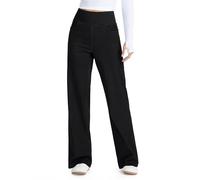 THE GYM PEOPLE Women's Wide Leg Jeans Baggy High Waisted Pull on Stretchy Straight Denim Trousers with Pockets/Black/S