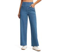 THE GYM PEOPLE Women's Wide Leg Jeans Baggy High Waisted Pull on Stretchy Straight Denim Trousers with Pockets