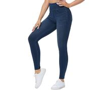 THE GYM PEOPLE Women's Wide Leg Trousers High Waisted Stretchy Tummy Control Flared Jeans Pull on Bell Bottom Jeggings with Pockets Dark Blue
