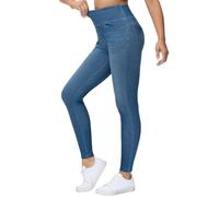 THE GYM PEOPLE Women's Wide Leg Trousers High Waisted Stretchy Tummy Control Flared Jeans Pull on Bell Bottom Jeggings with Pockets Denim Blue