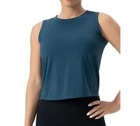THE GYM PEOPLE Women's Workout Tops in Ice Silk Quick Dry Sleeveless Yoga Shirts Athletic Running Tank Tops,Dark Blue Green,M