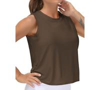 THE GYM PEOPLE Women's Workout Tops in Ice Silk Quick Dry Sleeveless Yoga Shirts Athletic Running Tank Tops/Brown/M