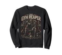 The Gym Reaper Hardcore Workout Skeleton Lifting Design Sweatshirt