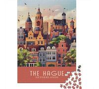 The Hague City Netherlands Jigsaw Puzzle 1000 Pieces, Historic Square Architecture, Thick Cardboard Pieces for Travel Lovers, Mindful Activity, Gift Idea, 70x50cm/1000pcs