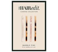 The Hair Edit Marble Bobby Pins - Slim Multicolor Tortoise Acetate Fashion Hair Clips, 4 pack