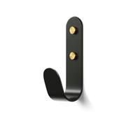 The Hairpin Leg Co. [HLC Metal J Wall Hook. Chunky Modern Playful Coat Hook - [Black/Brass, Single]