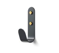 The Hairpin Leg Co. [HLC Metal J Wall Hook. Chunky Modern Playful Coat Hook - [Graphite Grey/Brass, Single]