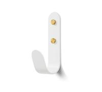 The Hairpin Leg Co. [HLC Metal J Wall Hook. Chunky Modern Playful Coat Hook - [White/Brass, Single]