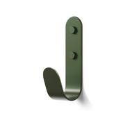 The Hairpin Leg Co. J-Hook Coat & Wall Hook, Forest Green, Single | Oversized curved 133mm steel hook; holds 15kg; 58mm projection; colour-matched caps; fixings & drilling template; indoor only