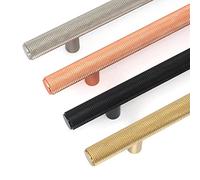 The Hairpin Leg Co. Knurled Brass Cabinet Handle, 300mm, Matt Black
