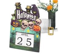 The Halloween Countdown - 2025 Wooden Block Calendar for Halloween | Festive Countdown Crafts Adjustable for Bedroom, Holiday, Party, Kitchen, Classroom and Home