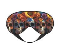 The Halloween Flower Skull with Sunflowers Print Sleep Mask with Adjustable Strap, Comfortable Eye Cover for Travel, Yoga, Napping, Sleeping & Relaxation