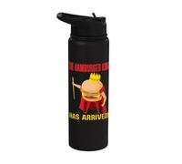 The Hamburger King Has Arrived BBQ Grill Barbecue Cookout Stainless Steel Insulated Water Bottle