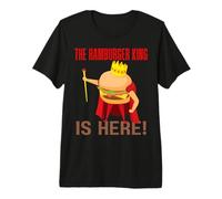 The Hamburger King is Here Funny BBQ Grill Barbecue Cookout Premium T-Shirt
