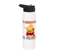 The Hamburger King is Here Funny BBQ Grill Barbecue Cookout Stainless Steel Insulated Water Bottle