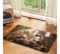 The Hamster on a Date Pet Feeding Mat Dog Cat Eating Food Absorbent Leather Tablecloth for and Water Bowl Waterproof No Stains Quick Dry Non-Slip 23.62 * 15.75IN