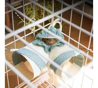 The Hamster & Small Animals Pet Tunnel Inside Cage Suspended Passage,Cute Hammock Waterproof Linen Bed with Metal Hook and Rope (Medium,Blue)