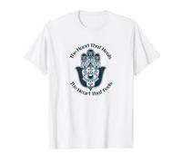 The Hand that Heals The Heart that Feels Fatima Hand Value Graphic T-Shirt, Men, White, M