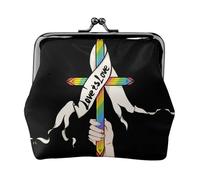 The Hand That Holds The Cross Women's Leather Kiss Lock Pouch - Stylish Small Zipper-Free Wallet for Coins, Cards, Makeup & Essentials - Compact & Lightweight Design for Daily Use, Travel & Gifting