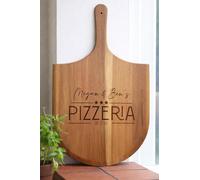 The Handmade Sign Company Personalised Acacia Wood Pizza Paddle Peel, Engraved Serving Board, 56cm x 36cm