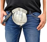 The Handmade Studio Medieval Steel Codpiece Belt Armor for Men Handcrafted Polished Metal Groin Protector with Adjustable Leather Belt Renaissance Faire LARP Knight Viking & Halloween Costume