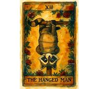 THE HANGED MAN - A5 A4 A3 Tarot Poster Wall Art Mystical and Humorous Illustration with Symbolic Arcana Elements Stars Moons Eyes and Whimsical Figures (A4 (297x210mm), High-resolution paper)