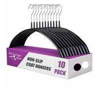 The Hanger Store 10 Non-Slip Rubber Coat Hangers - Strong Metal Cloth Hangers with Anti-Rust Chrome Hook & Slim Space-Saving Design - Ideal for Knitwear, Jumpers, Sweaters, Shirts & Tops