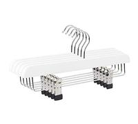 The Hanger Store 10 White Wooden Trouser, Skirt Hangers With Clips, Coat Clothes Hangers