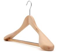 The Hanger Store 10 Wooden Suit Hangers With Broad Ends and Non-Slip Trouser Bar