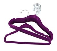 The Hanger Store 100 Kids Purple Non-slip Velvet Space Saving Coat Clothes Hangers with Trouser Bar