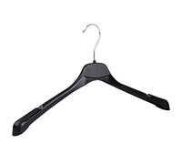 The Hanger Store 12 Adult Plastic Coat Hangers for Clothes, with Wide Ends | Broad Ends to Support Shoulders on Jackets and Suits. Chrome Swivel Hook and Notches for Dress Loops