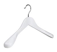 The Hanger Store 2 White Coat Hangers for Clothes, Wide Ends, Womens | Womens 38cm Wooden Coat Hangers, with Broad Ends to Support Shoulders on Suits and Jackets, Chrome Swivel Hook