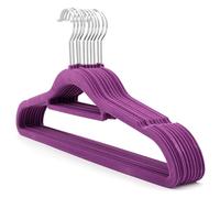 The Hanger Store 20 Purple Non-slip Flocked Velvet Space Saving Coat Clothes Hangers with Trouser Bar