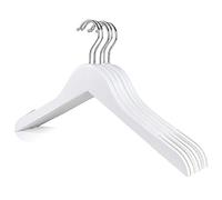 The Hanger Store 20 White Wooden Womens Coat Hangers for Clothes, Non-Slip | 38cm Ladies Coat Hangers with 360 Degree Chrome Swivel Hook, Notches for Dress Loops and Non Slip Rubber Grips