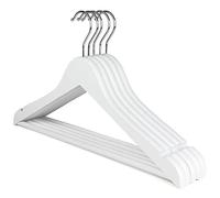 The Hanger Store 5 White Wooden Coat Hanger for Clothes, Suit Hangers